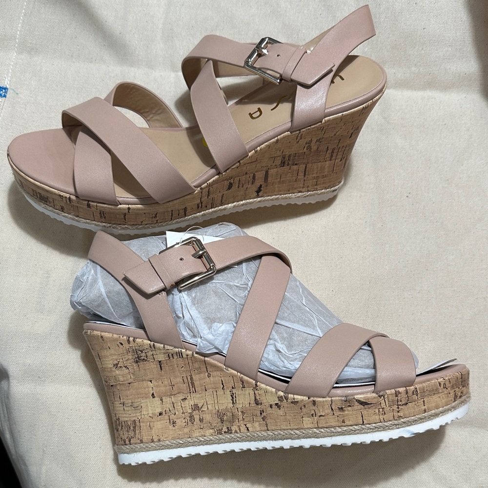 Unisa Blush Pink Strappy Wedge Sandals